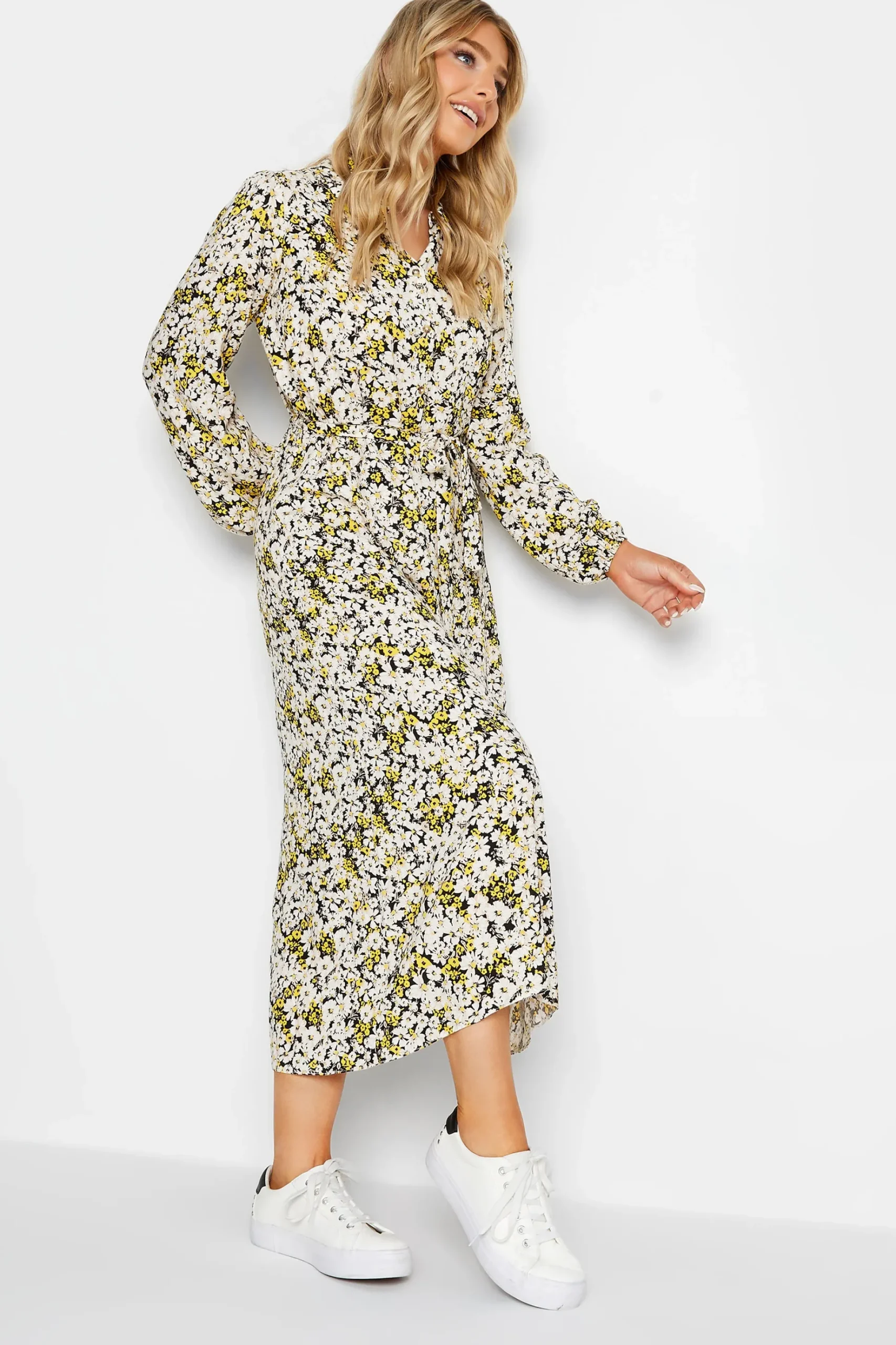 M&Co Womens M&Co Black Floral Tie Front Maxi Dress