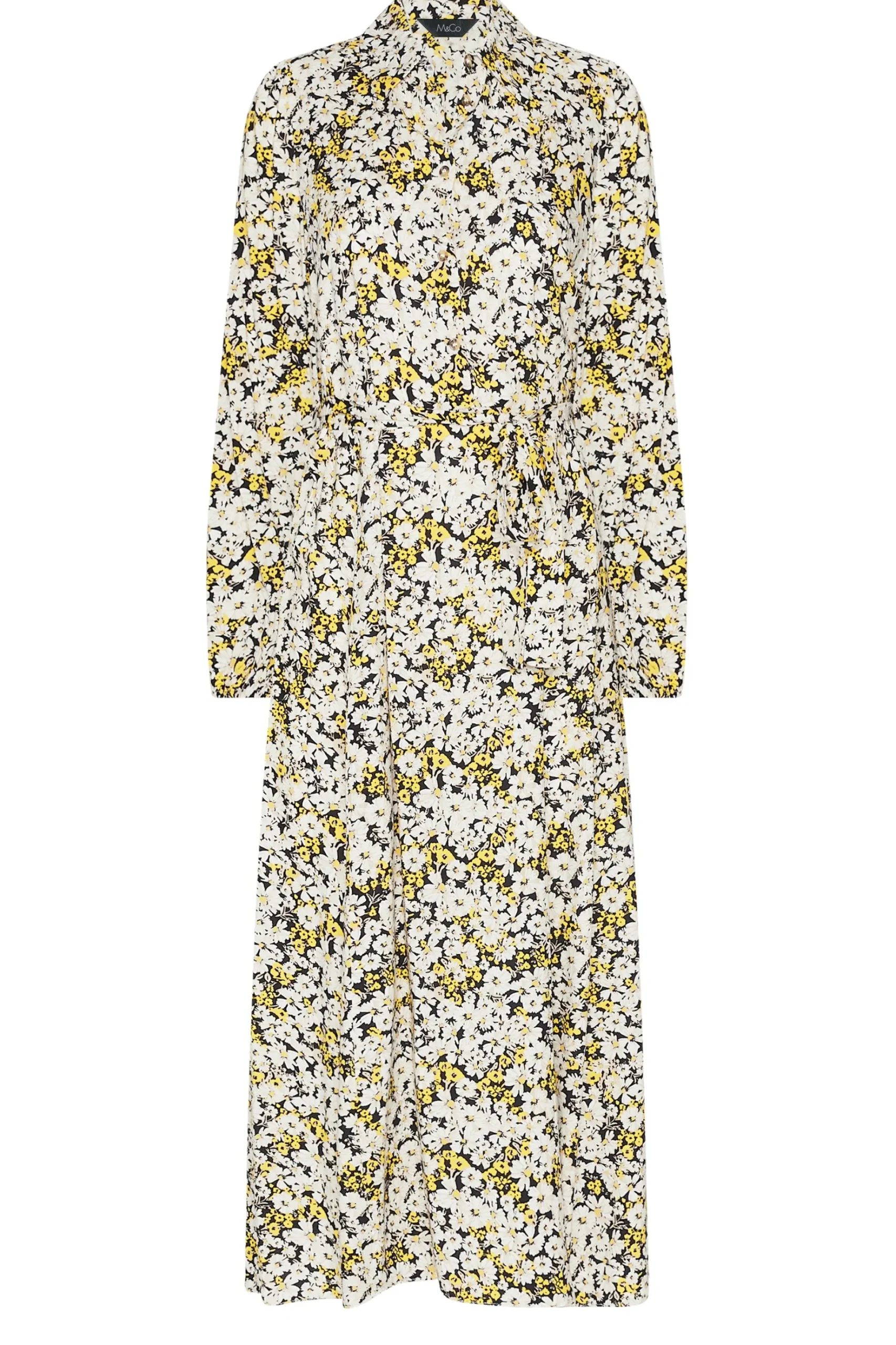 M&Co Womens M&Co Black Floral Tie Front Maxi Dress