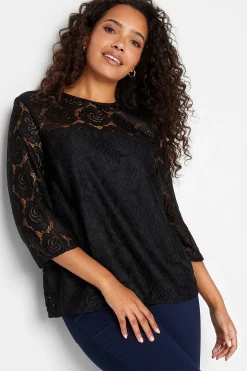 M&Co Womens M&Co Black Floral Lace Blouse