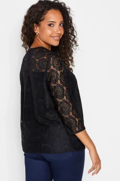M&Co Womens M&Co Black Floral Lace Blouse