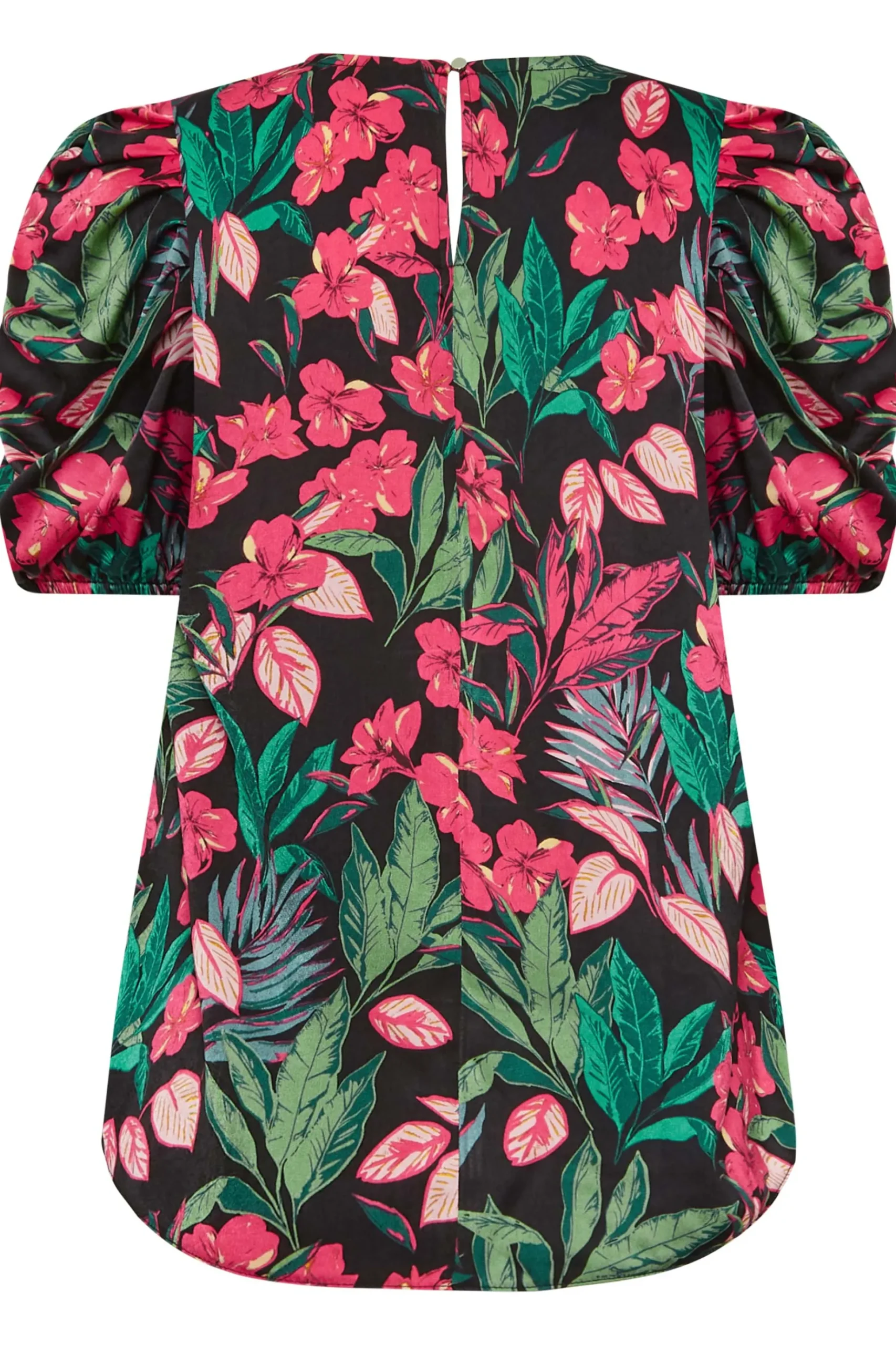 M&Co Womens M&Co Black Floral Print Puff Sleeve Blouse
