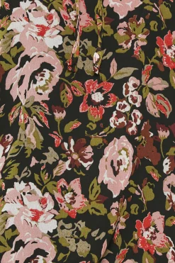 M&Co Womens M&Co Black Floral Print High Neck Blouse