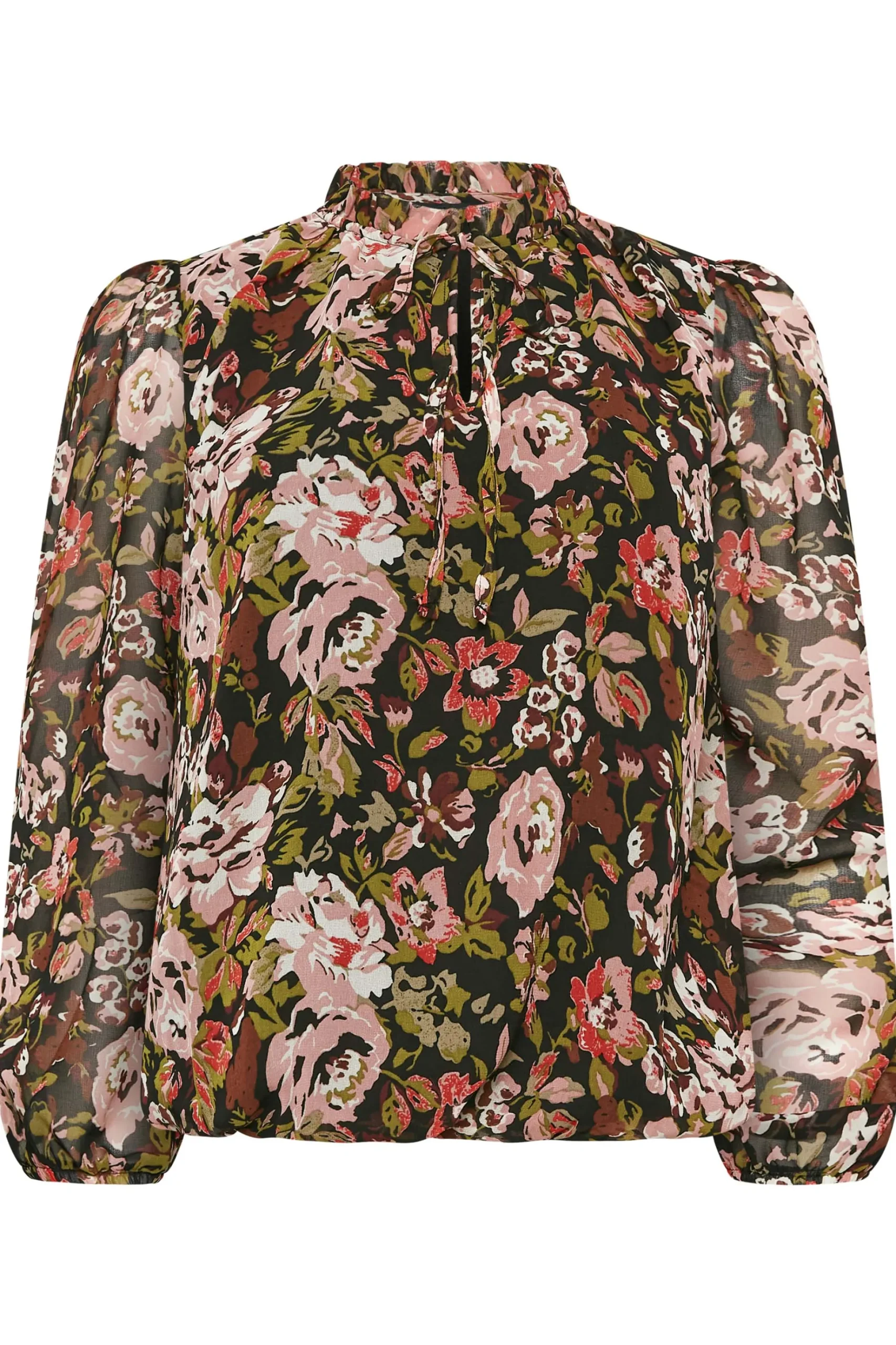 M&Co Womens M&Co Black Floral Print High Neck Blouse
