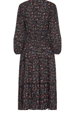 M&Co Womens M&Co Black Floral Print Crochet Trim Maxi Dress