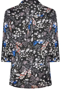 M&Co Womens M&Co Black Floral Print Satin Shirt