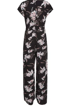 M&Co Womens M&Co Black Floral Wrap Jumpsuit