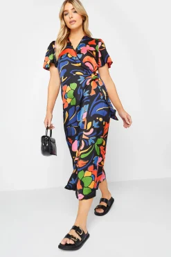 M&Co Womens M&Co Black Floral Print Wrap Dress