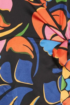 M&Co Womens M&Co Black Floral Print Wrap Dress