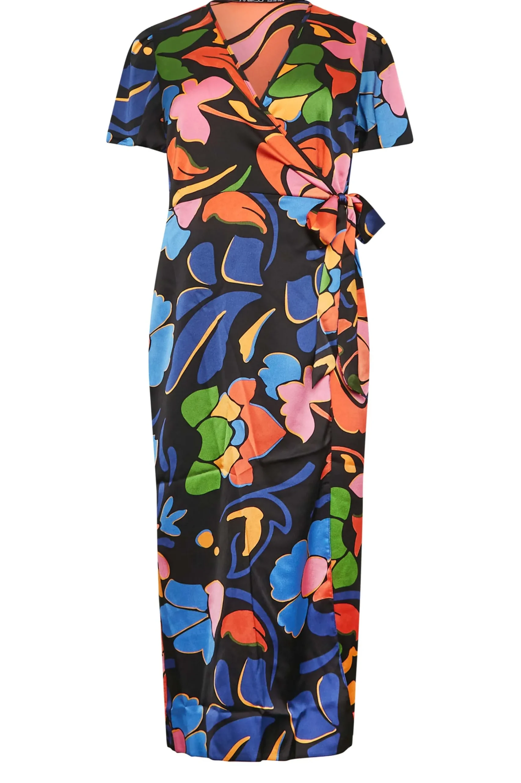 M&Co Womens M&Co Black Floral Print Wrap Dress
