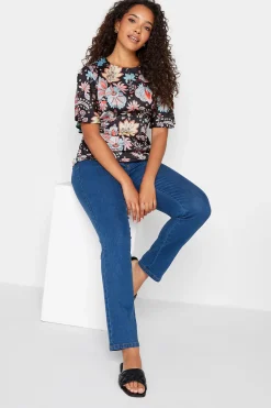 M&Co Womens M&Co Black Floral Tie Back Blouse