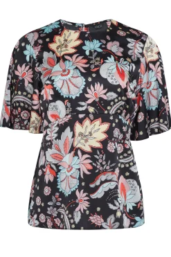 M&Co Womens M&Co Black Floral Tie Back Blouse