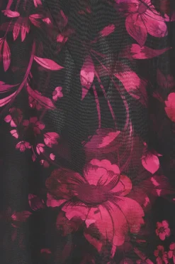 M&Co Womens M&Co Black Floral Print Wrap Hem Blouse