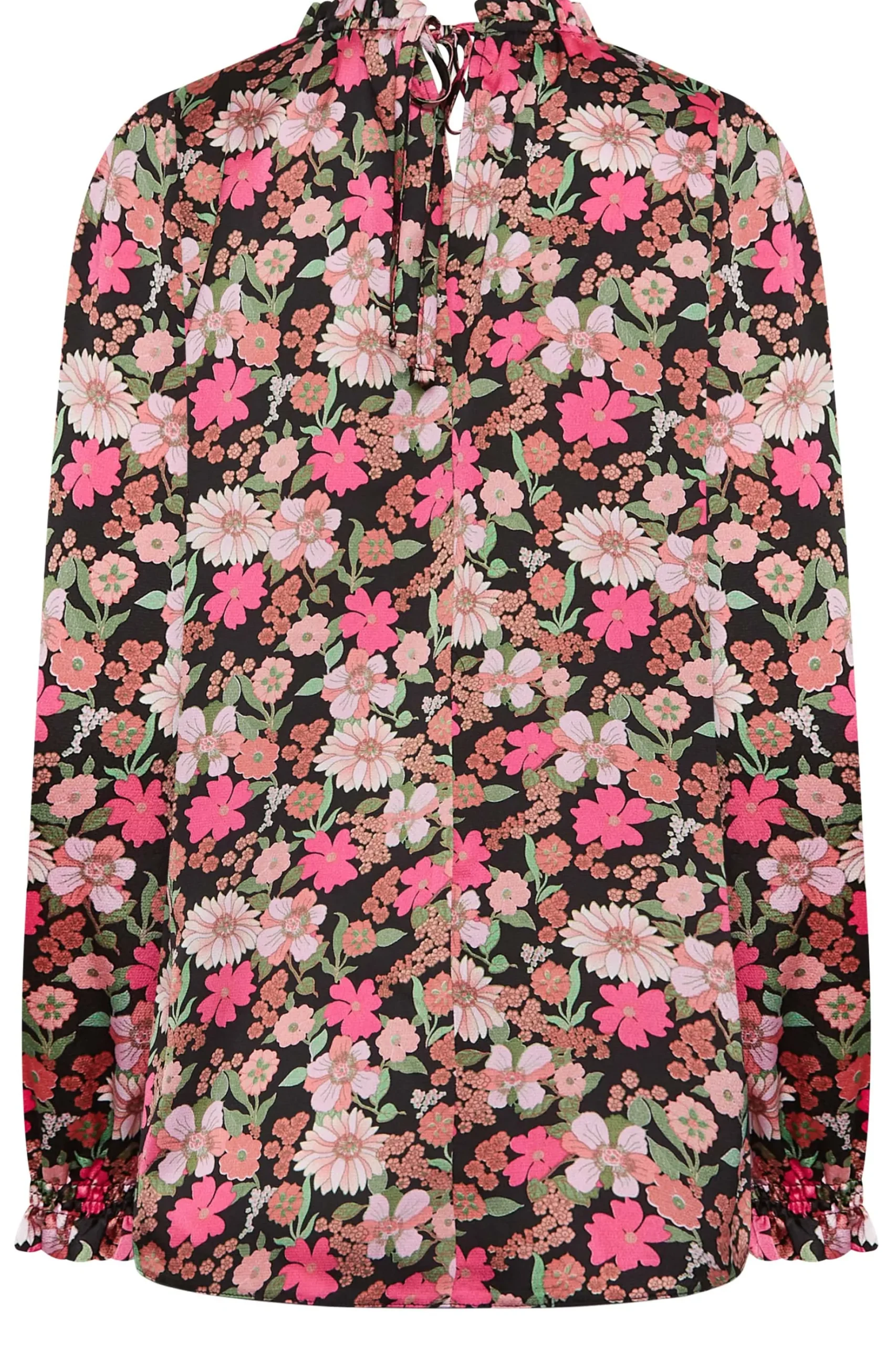 M&Co Womens M&Co Black Floral Print Frill Neck Blouse
