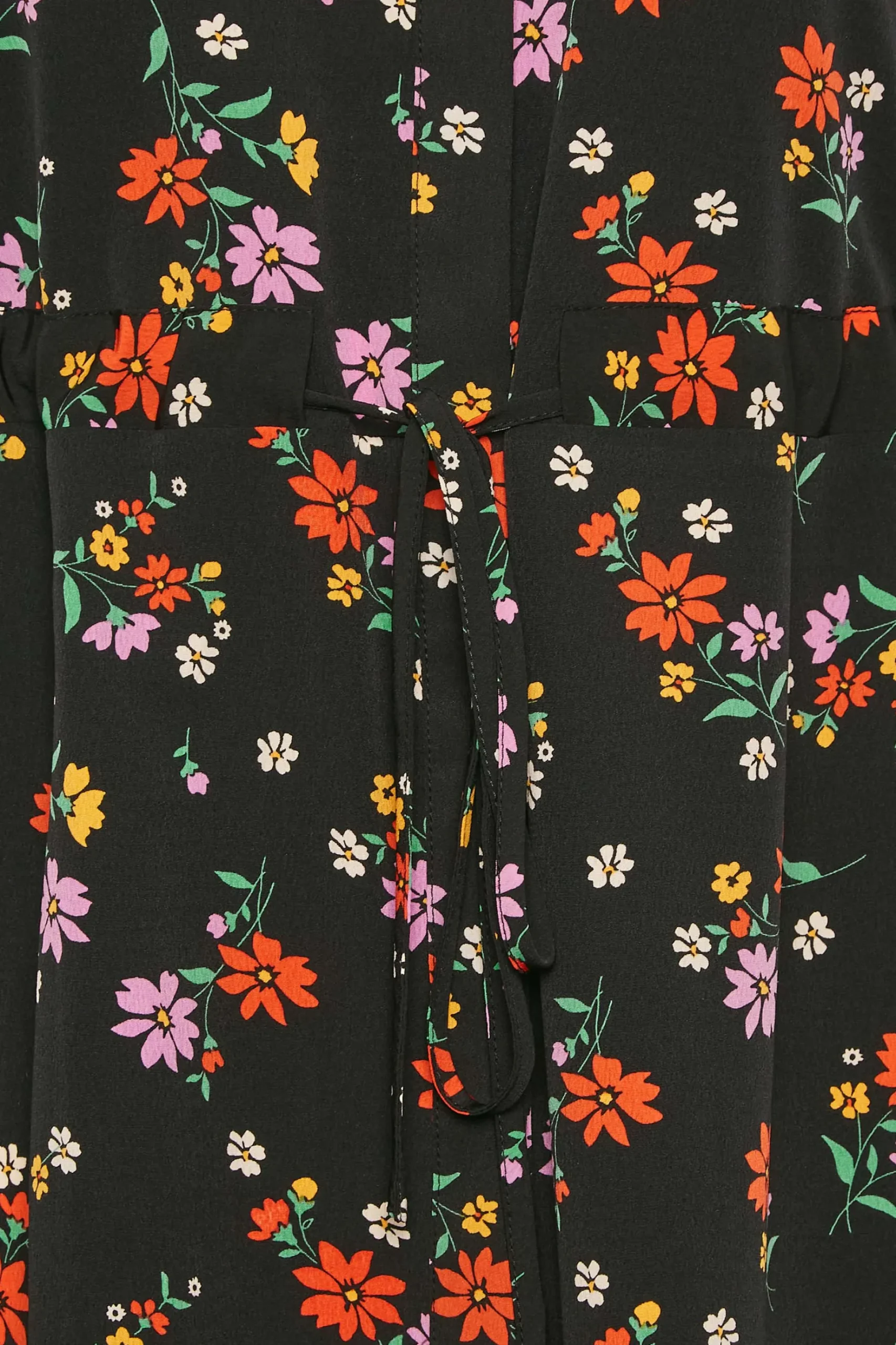 M&Co Womens M&Co Black Floral Print Tie Waist Tunic Shirt