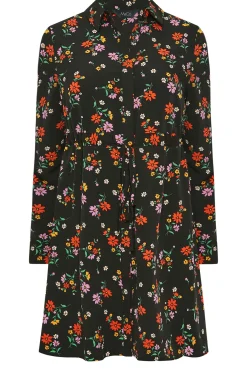 M&Co Womens M&Co Black Floral Print Tie Waist Tunic Shirt