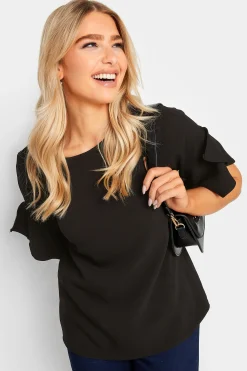 M&Co Womens M&Co Black Frill Sleeve Blouse