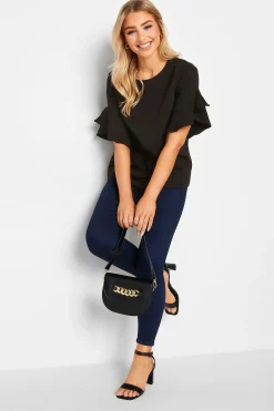 M&Co Womens M&Co Black Frill Sleeve Blouse
