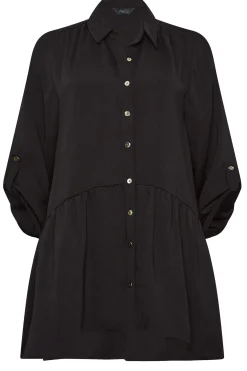 M&Co Womens M&Co Black Frill Hem Tab Sleeve Shirt