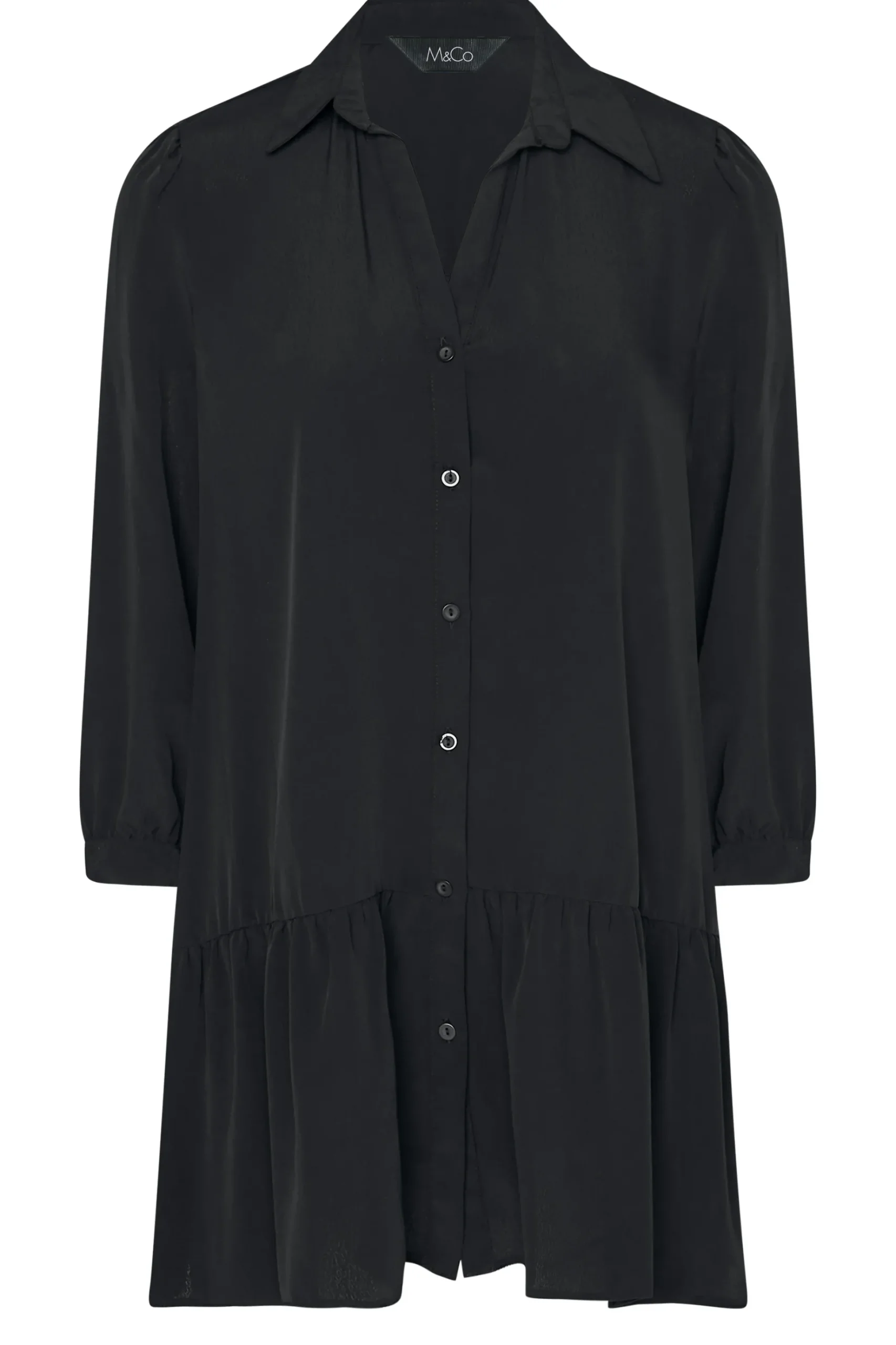 M&Co Womens M&Co Black Frill Hem Shirt