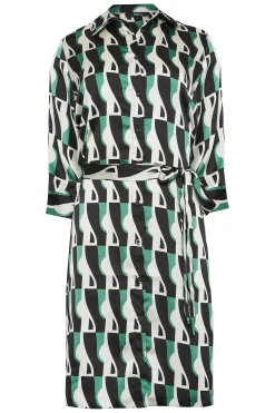 M&Co Womens M&Co Black Geometric Print Tie Tunic Shirt Dress