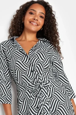 M&Co Womens M&Co Black Geometric Print Tie Waist Shirt Dress