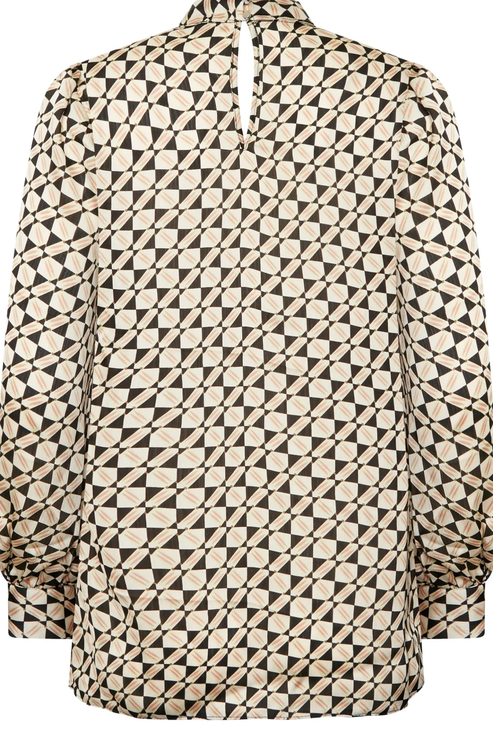 M&Co Womens M&Co Black Geometric Print High Neck Satin Blouse