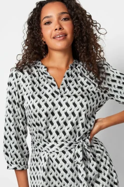 M&Co Womens M&Co Black Geometric Print Satin Tunic Dress