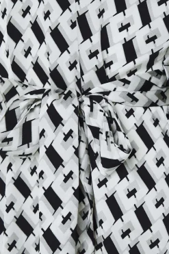 M&Co Womens M&Co Black Geometric Print Satin Tunic Dress