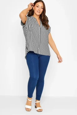 M&Co Womens M&Co Black Gingham Grown On Sleeve Top