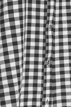M&Co Womens M&Co Black Gingham Grown On Sleeve Top