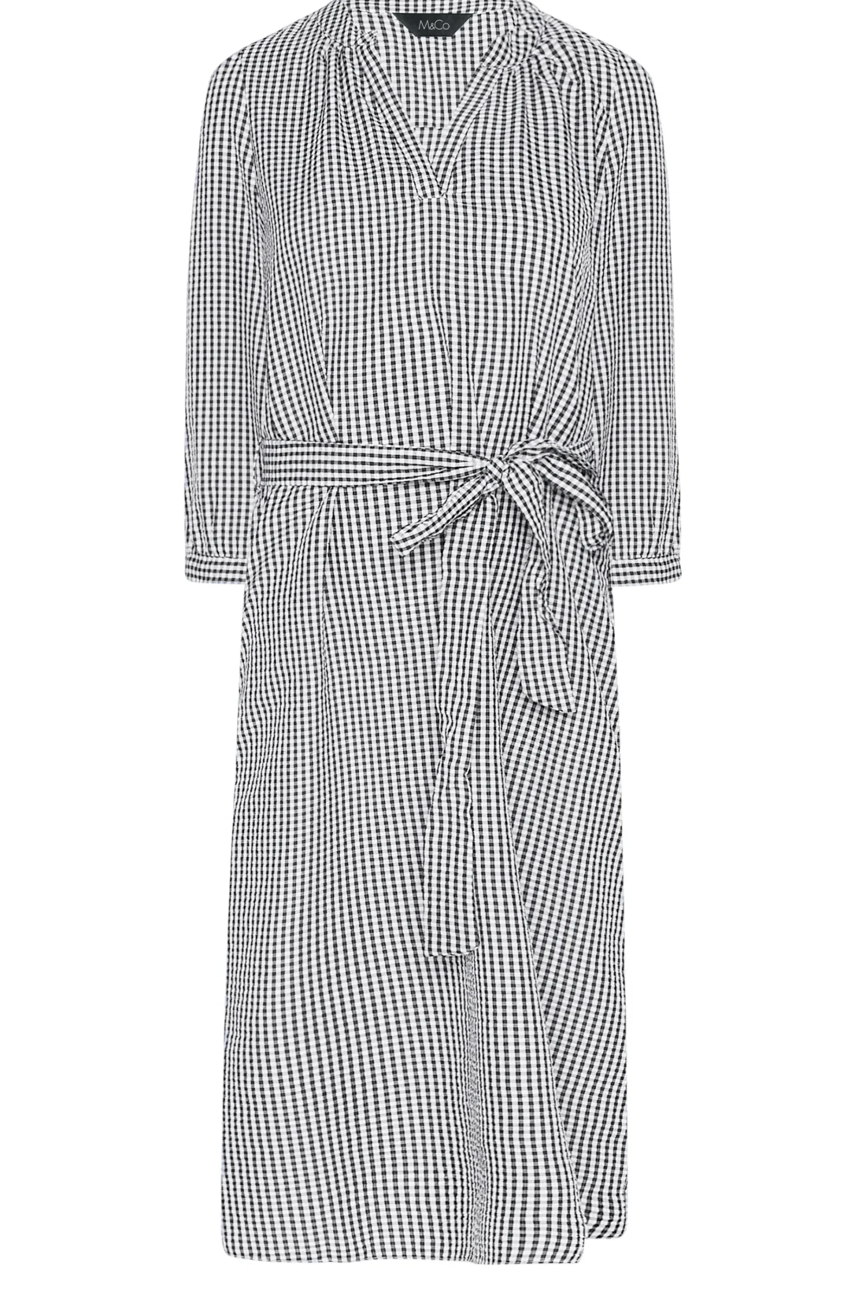 M&Co Womens M&Co Black Gingham Tie Waist Detail Tunic