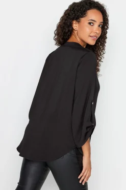 M&Co Womens M&Co Black Gold Statement Button Tab Sleeve Shirt