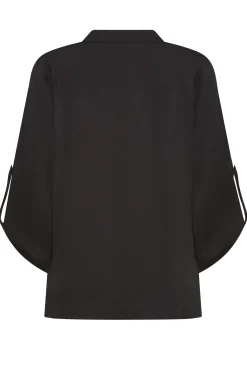 M&Co Womens M&Co Black Gold Statement Button Tab Sleeve Shirt