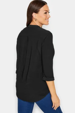 M&Co Womens M&Co Black Half Placket Jersey Shirt