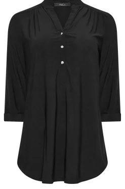 M&Co Womens M&Co Black Half Placket Jersey Shirt