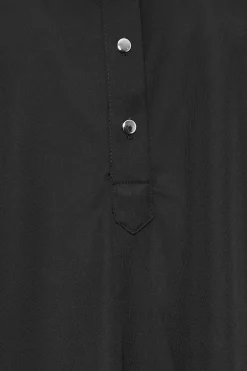 M&Co Womens M&Co Black Half Placket Jersey Open Collar Shirt