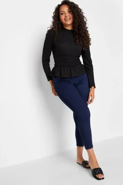 M&Co Womens M&Co Black High Frill Neck Blouse