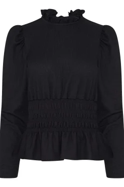 M&Co Womens M&Co Black High Frill Neck Blouse