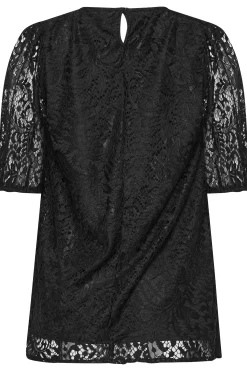 M&Co Womens M&Co Black Lace Puff Sleeve Blouse
