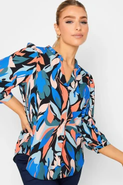M&Co Womens M&Co Black Leaf Print Half Placket Shirt
