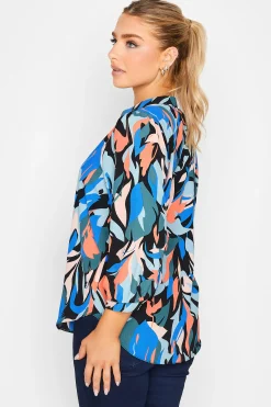 M&Co Womens M&Co Black Leaf Print Half Placket Shirt