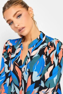 M&Co Womens M&Co Black Leaf Print Half Placket Shirt
