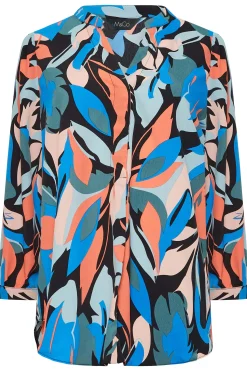M&Co Womens M&Co Black Leaf Print Half Placket Shirt