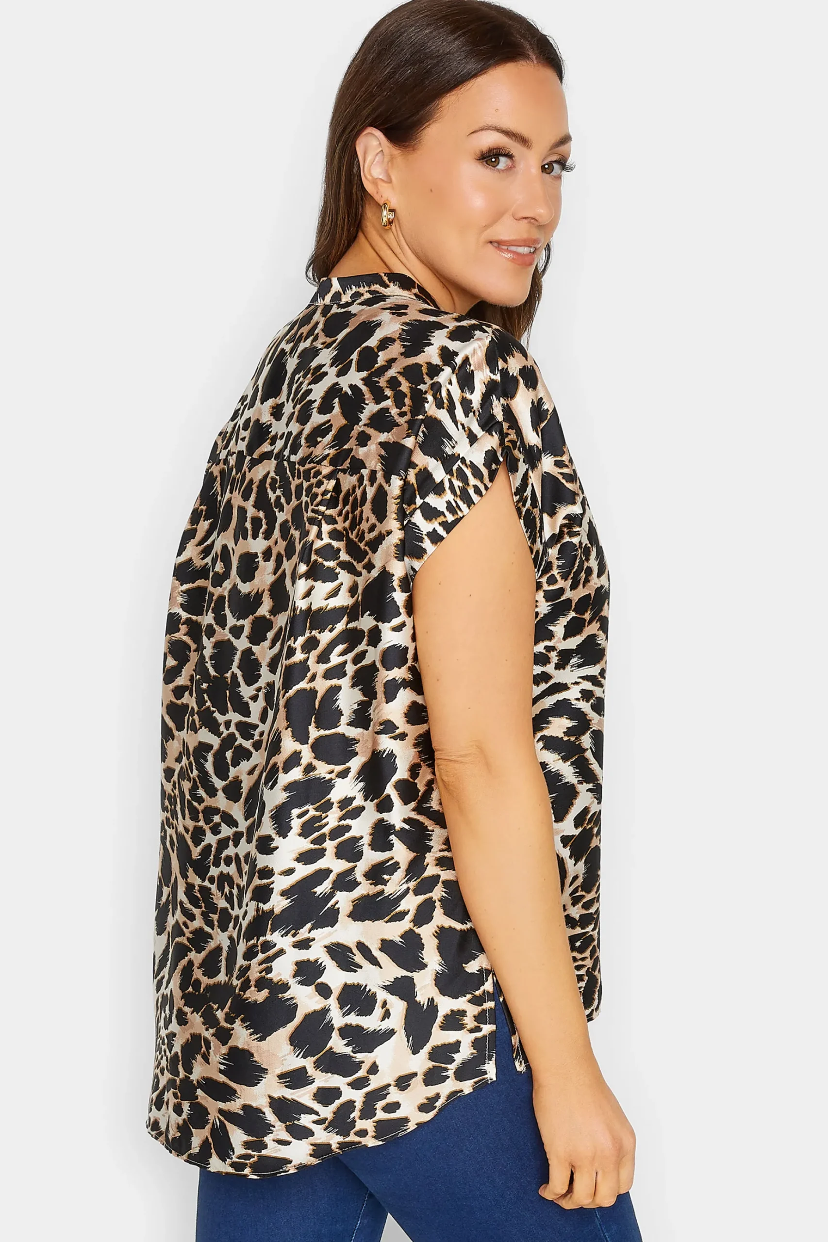 M&Co Womens M&Co Black Leopard Print Short Sleeve Shirt