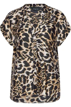 M&Co Womens M&Co Black Leopard Print Short Sleeve Shirt