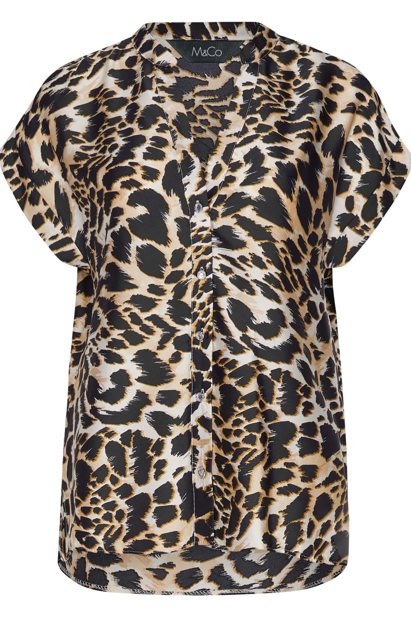 M&Co Womens M&Co Black Leopard Print Short Sleeve Shirt