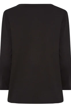 M&Co Womens M&Co Black Long Sleeve Cotton Blend Top
