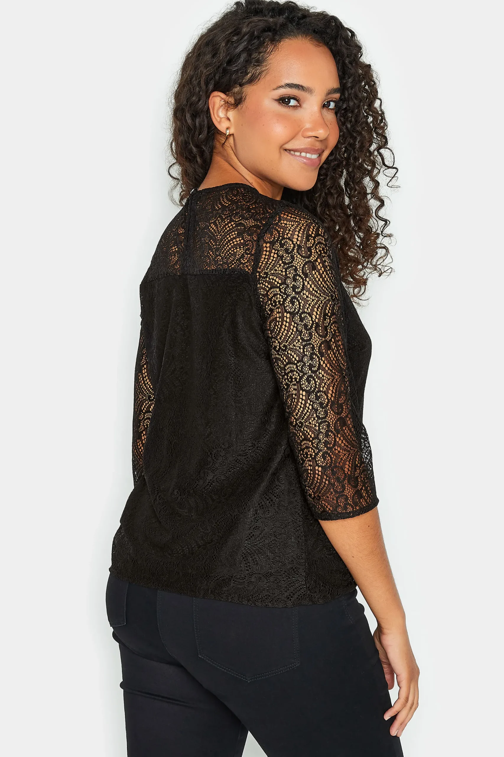 M&Co Womens M&Co Black Long Sleeve Lace Blouse