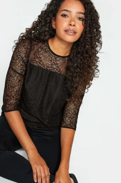 M&Co Womens M&Co Black Long Sleeve Lace Blouse