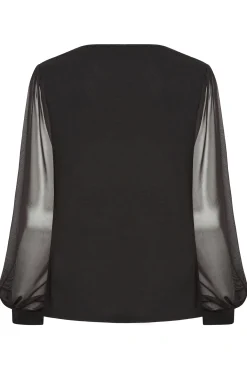 M&Co Womens M&Co Black Mesh Long Sleeve Top